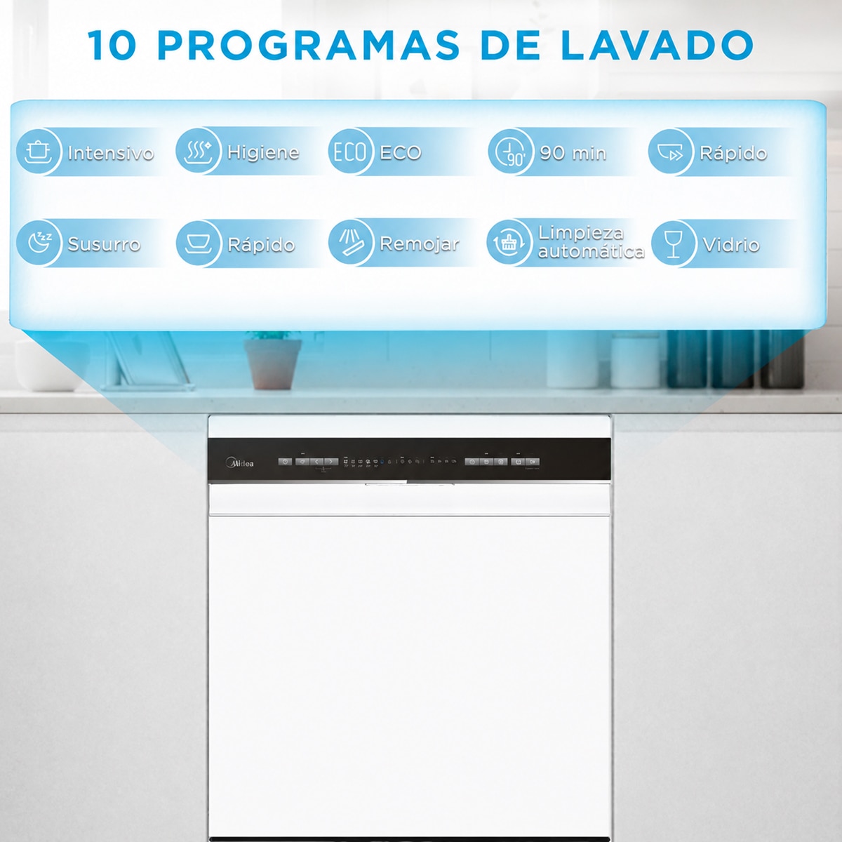 Máquina de Lavar Loiça Midea MDWPF1433CW-W-EU de 14 Conjuntos, 3ª Meia Bandeja e de 60 cm - Branco Branco-15