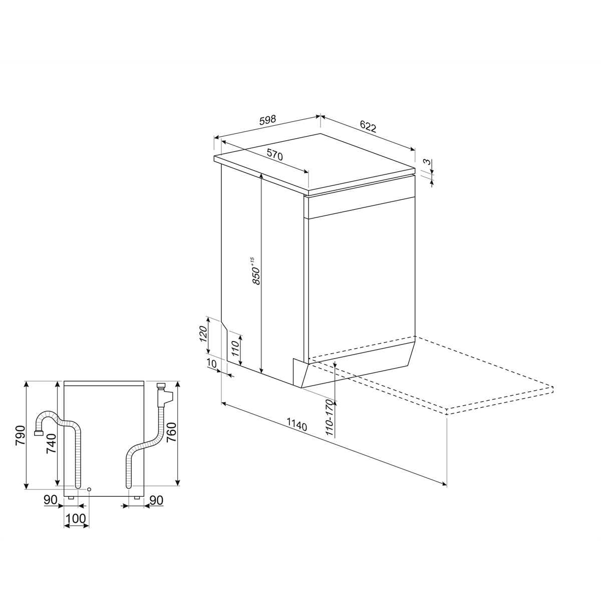 Lavavajillas Smeg 14 servicios, 60 cm - LVS342CQSX Acero Inox-7
