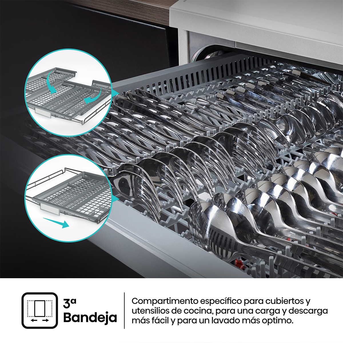Lavavajillas Hisense 16 servicios, Bandeja para cubiertos, 60 cm - HS643C90W Blanco-8