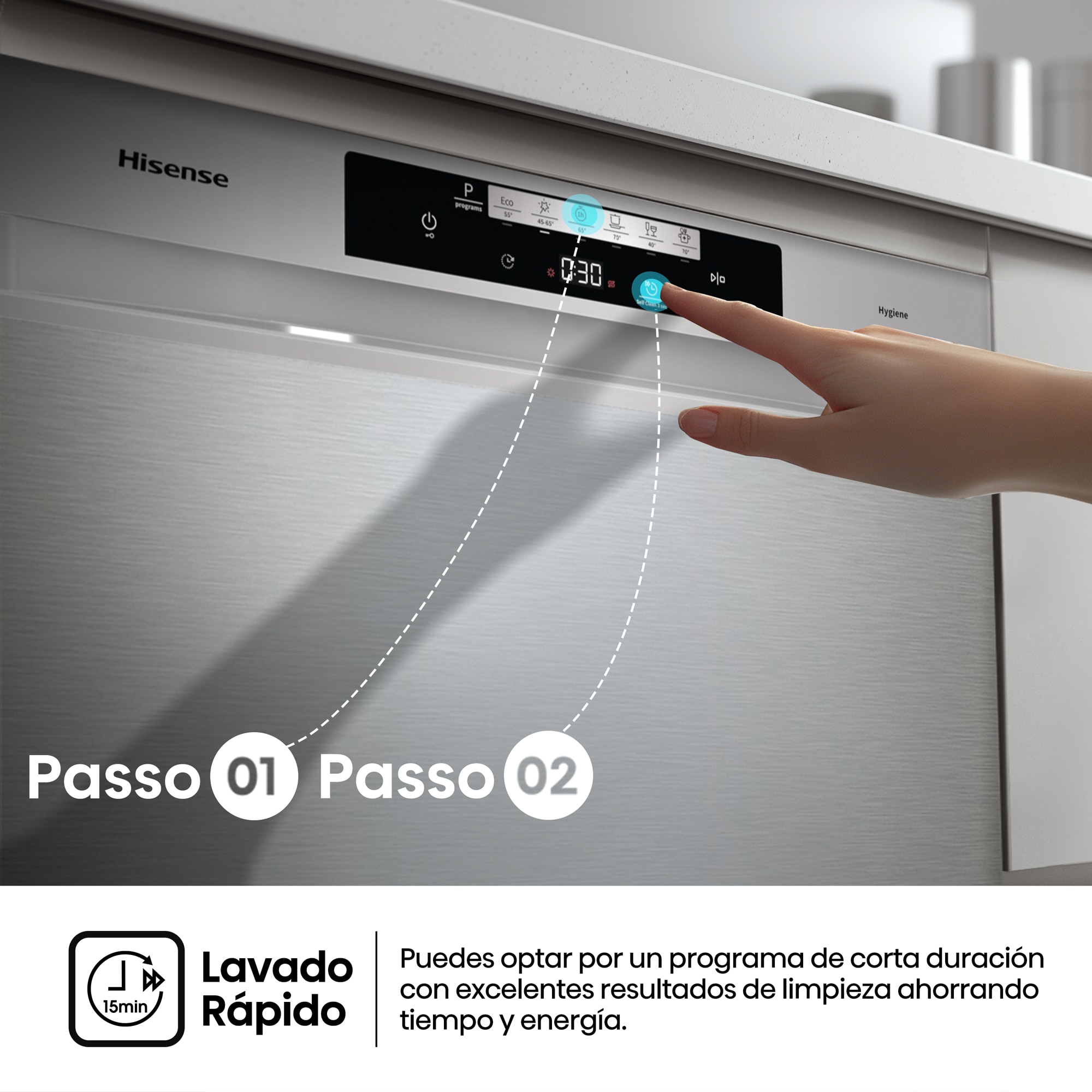 Lavavajillas Hisense 16 servicios, Bandeja para cubiertos, 60 cm - HS643C90X Inox-8