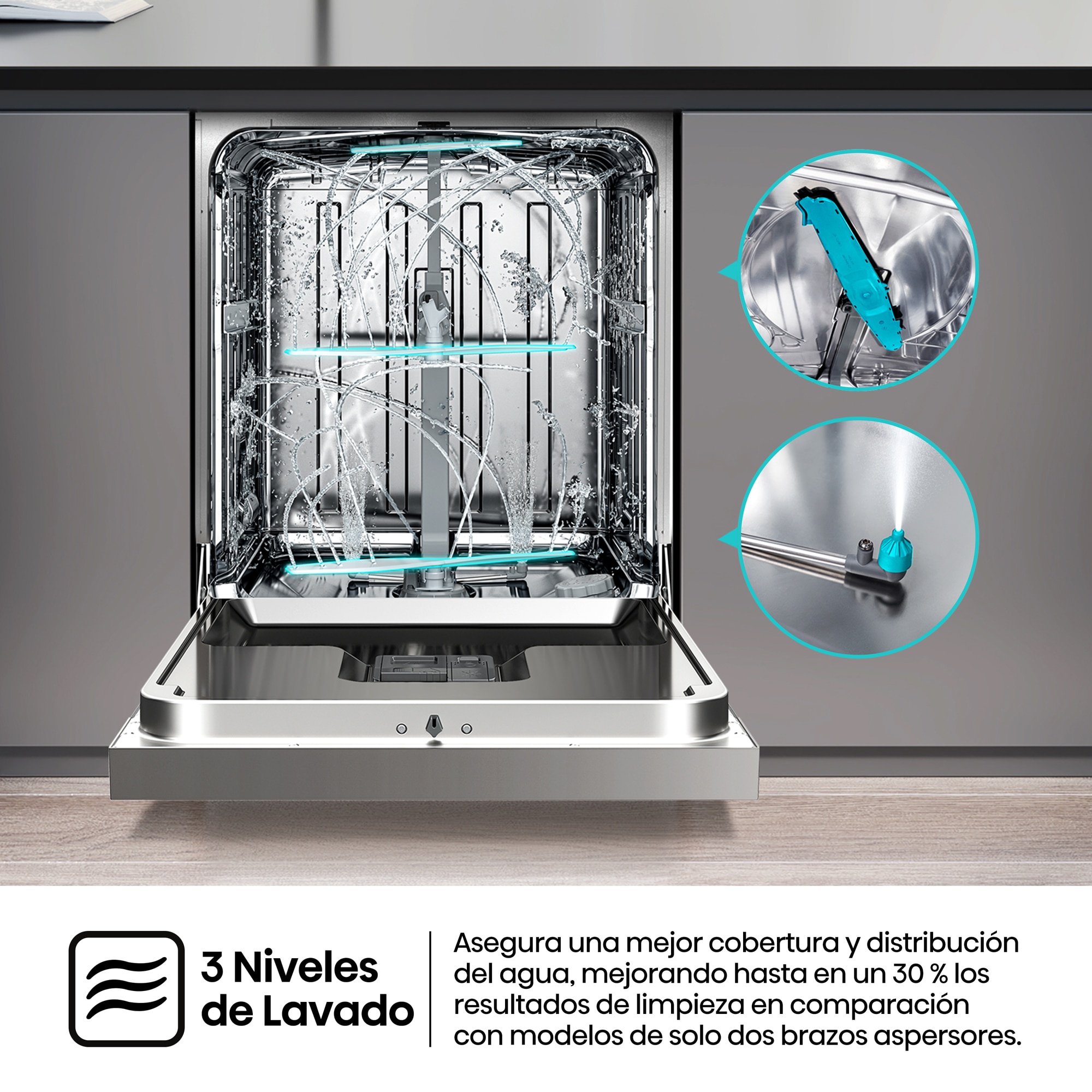 Lavavajillas Hisense 16 servicios, Bandeja para cubiertos, 60 cm - HS643C90X Inox-9