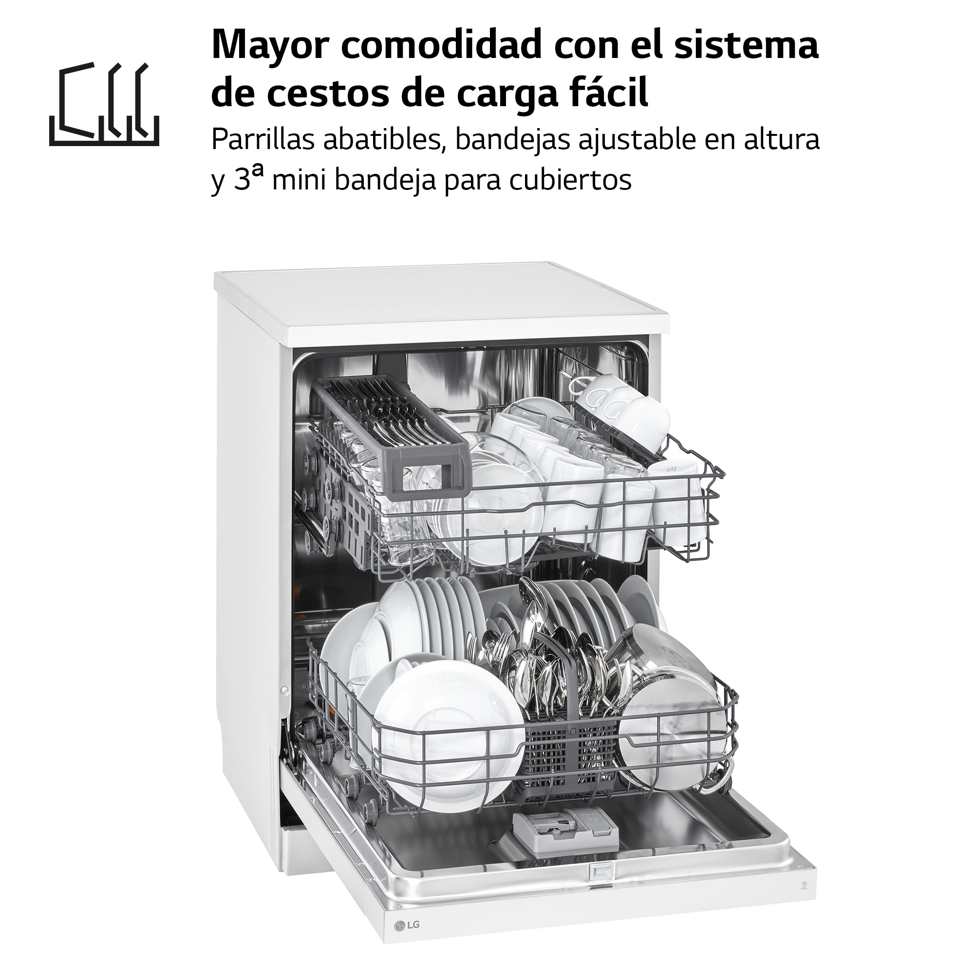 Lavavajillas LG 14 servicios,QuadWashTM, 60 cm - DF142FW Blanco-5