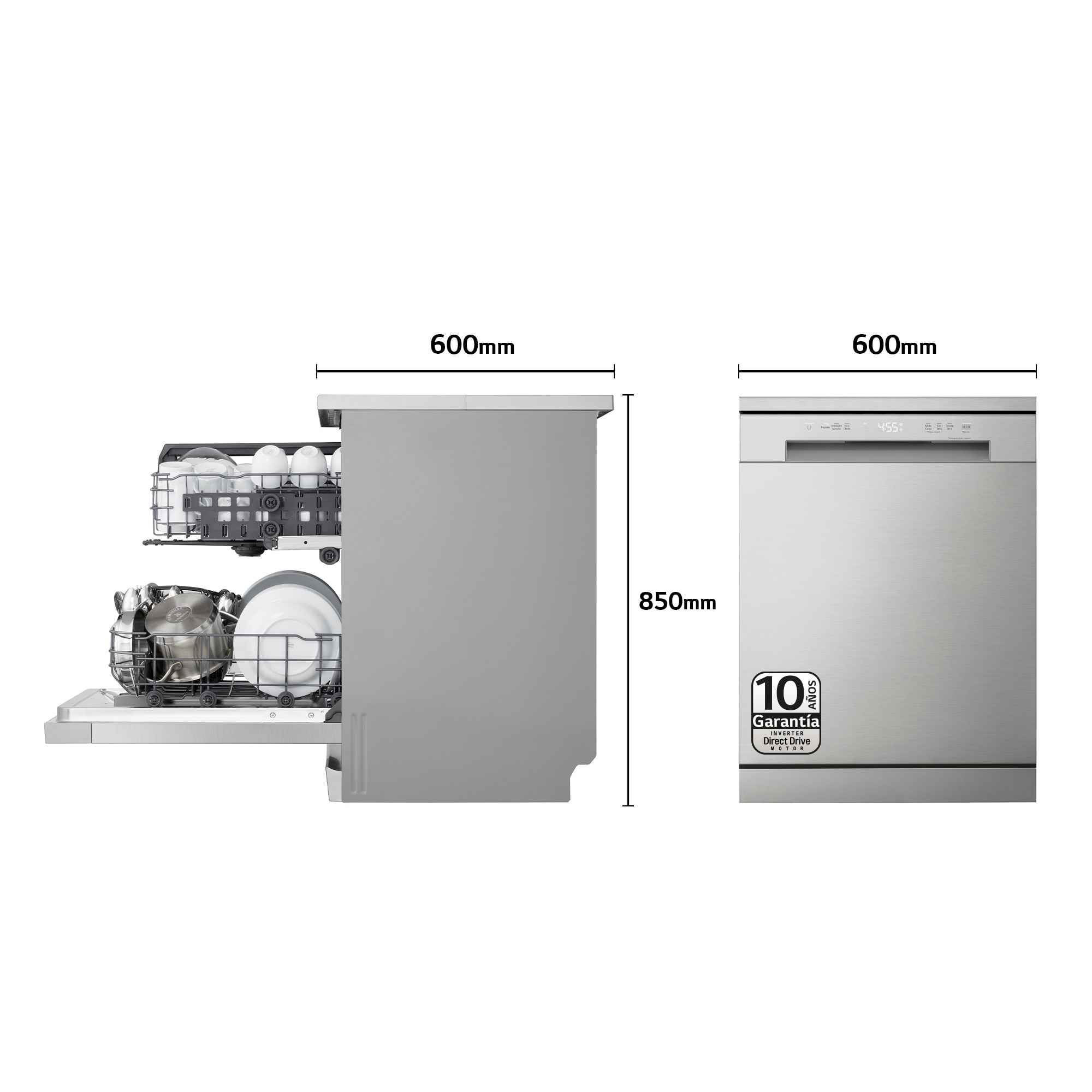 Lavavajillas LG 14 servicios,QuadWashTM, 60 cm - DF142FV Inox antihuellas-2