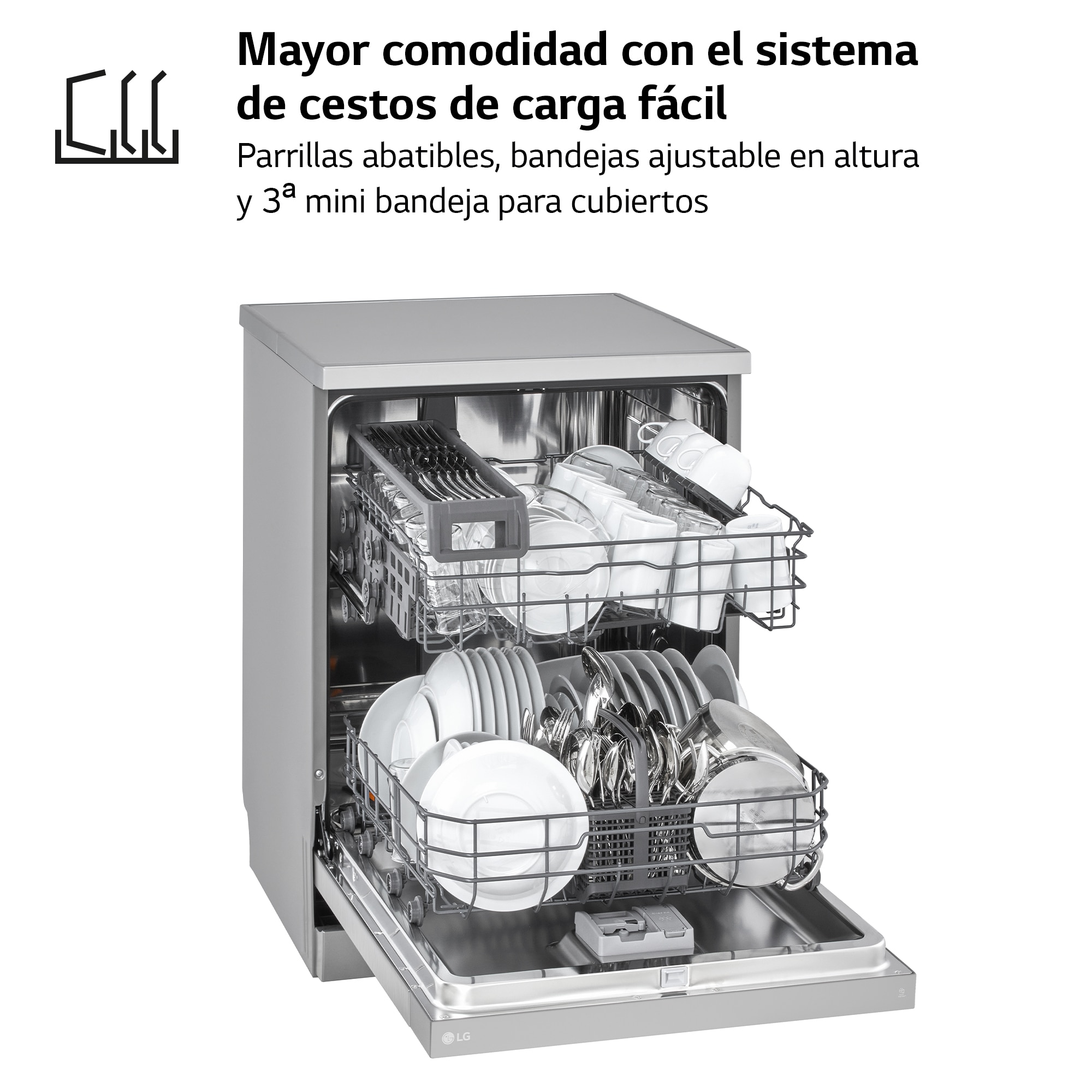 Lavavajillas LG 14 servicios,QuadWashTM, 60 cm - DF142FV Inox antihuellas-5
