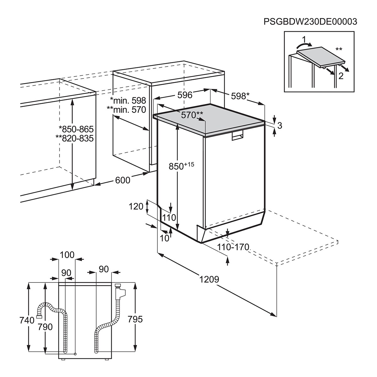 Lavavajillas AEG 14 servicios, Bandeja para cubiertos, 60 cm - FFB76717PM Acero Inox-2