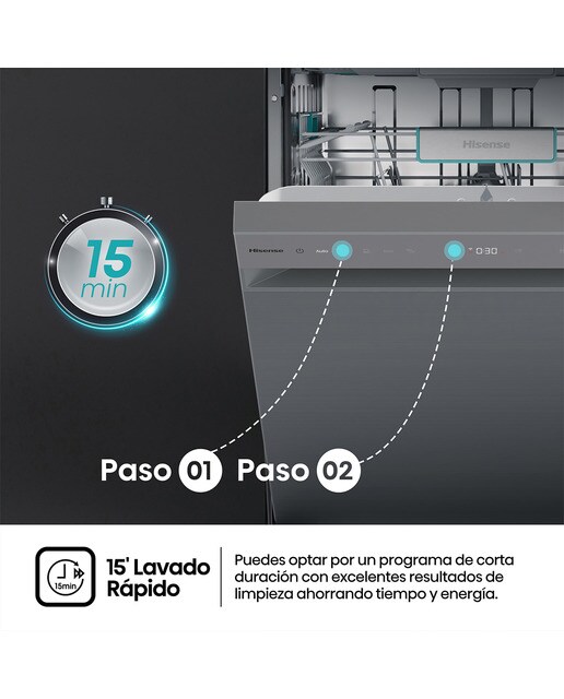 Lavavajillas Hisense 16 servicios, Bandeja para cubiertos, 60 cm - HS673A90X - Inox Inox-9