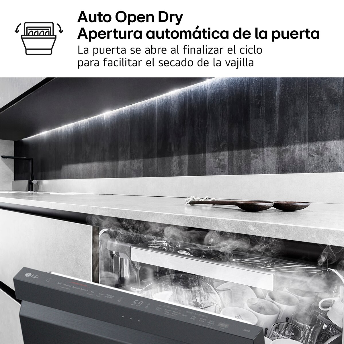 Lavavajillas LG 14 servicios QuadWashTM Steam con lavado a vapor y tercera bandeja - DF375HMS - Acero negro grafito Acero negro grafito-10