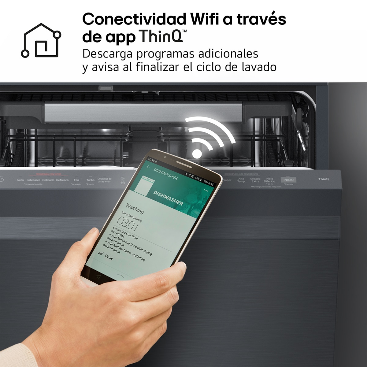 Lavavajillas LG 14 servicios QuadWashTM Steam con lavado a vapor y tercera bandeja - DF375HMS - Acero negro grafito Acero negro grafito-12