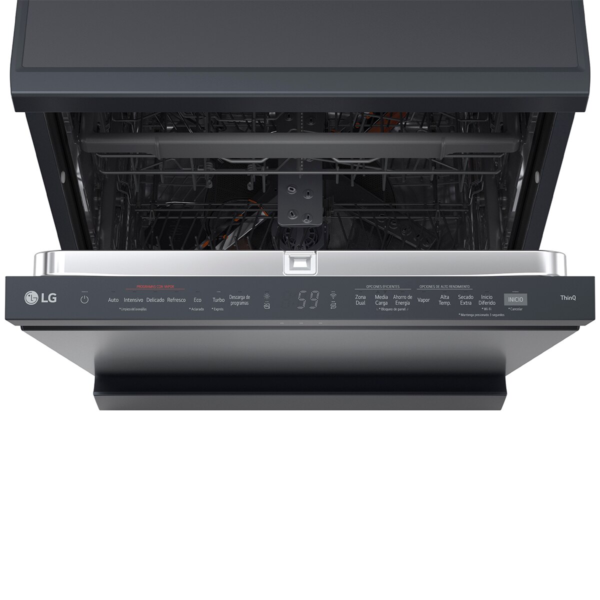 Lavavajillas LG 14 servicios QuadWashTM Steam con lavado a vapor y tercera bandeja - DF375HMS - Acero negro grafito Acero negro grafito-14
