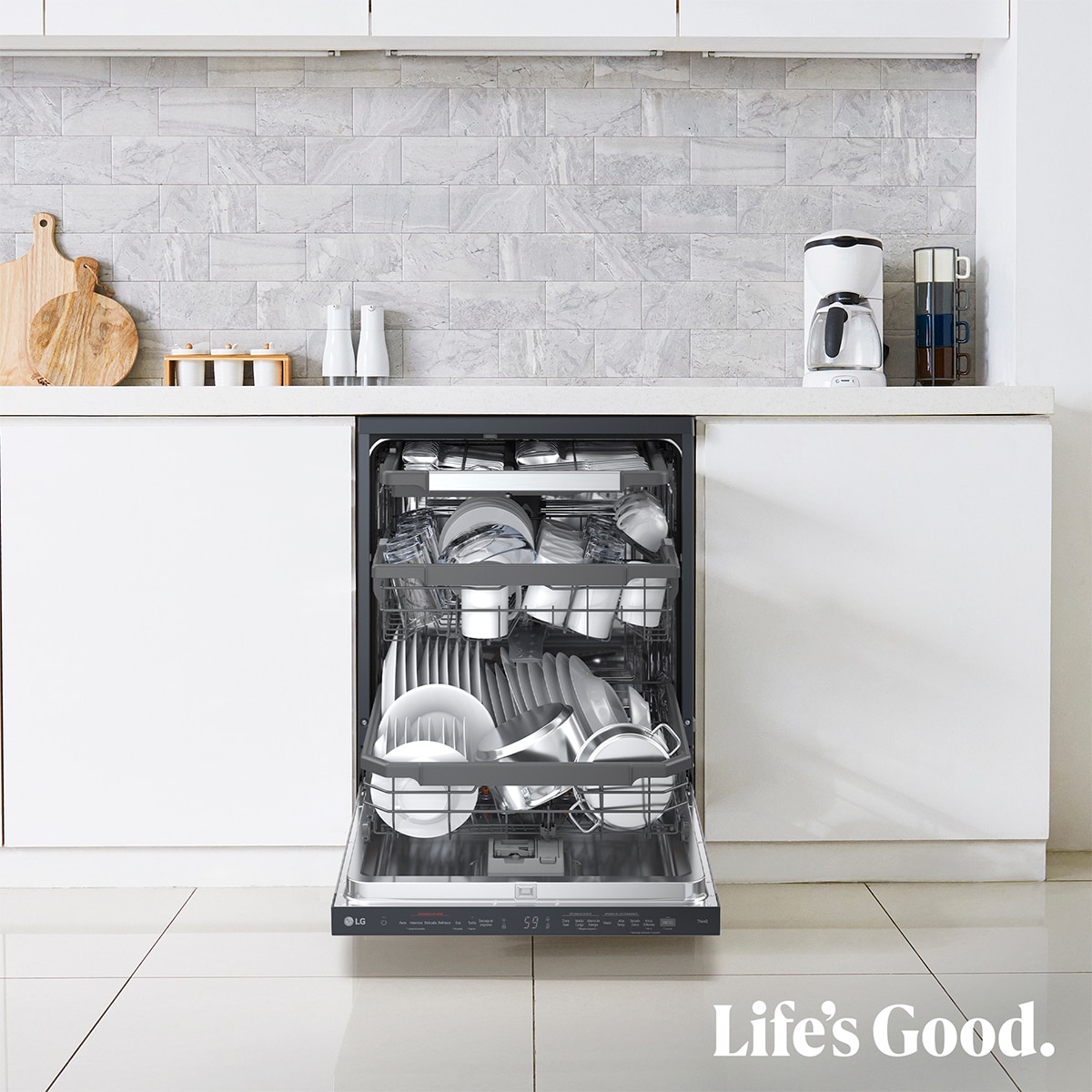 Lavavajillas LG 14 servicios QuadWashTM Steam con lavado a vapor y tercera bandeja - DF375HMS - Acero negro grafito Acero negro grafito-15