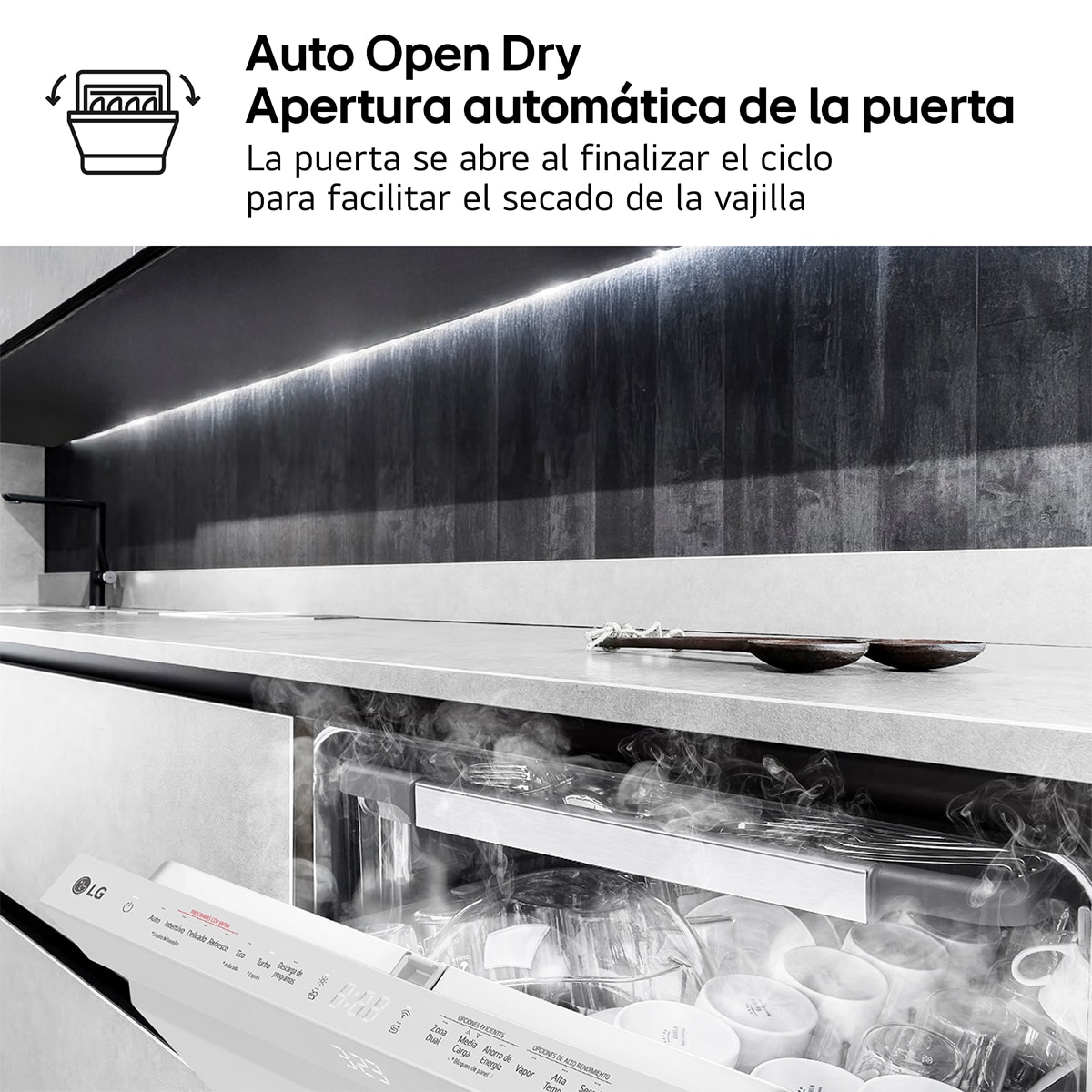 Lavavajillas LG 14 servicios QuadWashTM Steamcon lavado a vapor y tercera bandeja - DF375HVS Inox-10