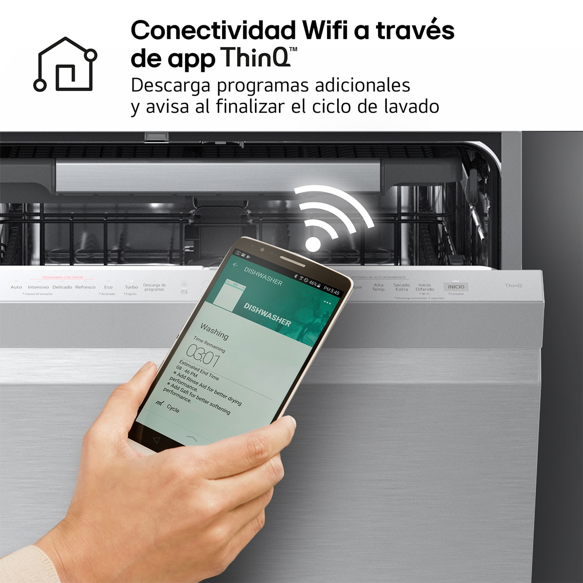 Lavavajillas LG 14 servicios QuadWashTM Steamcon lavado a vapor y tercera bandeja - DF375HVS Inox-12