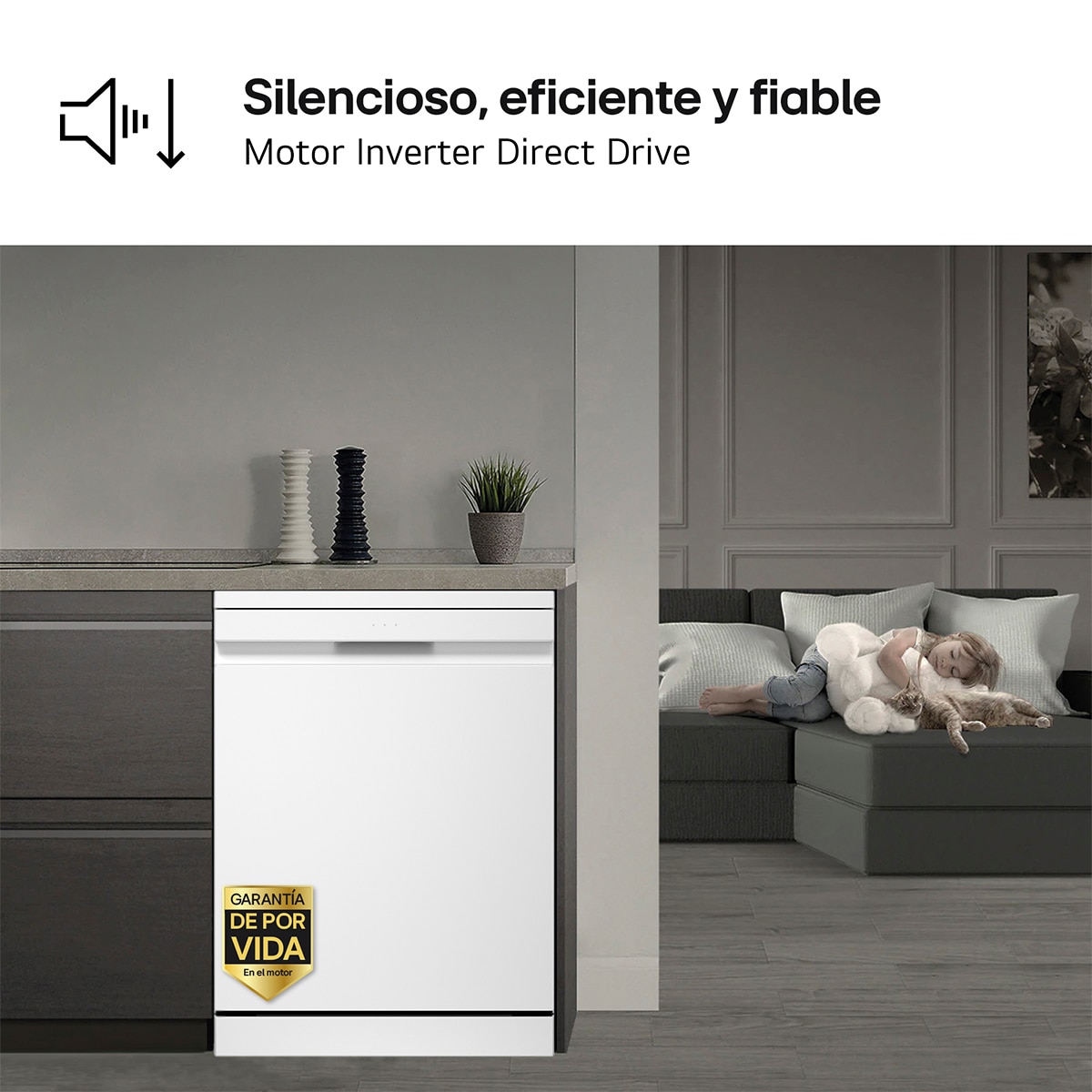 Lavavajillas LG 14 servicios QuadWashTM Steam con lavado a vapor y tercera bandeja - DF375HWS - Blanco marfil Blanco marfil-11
