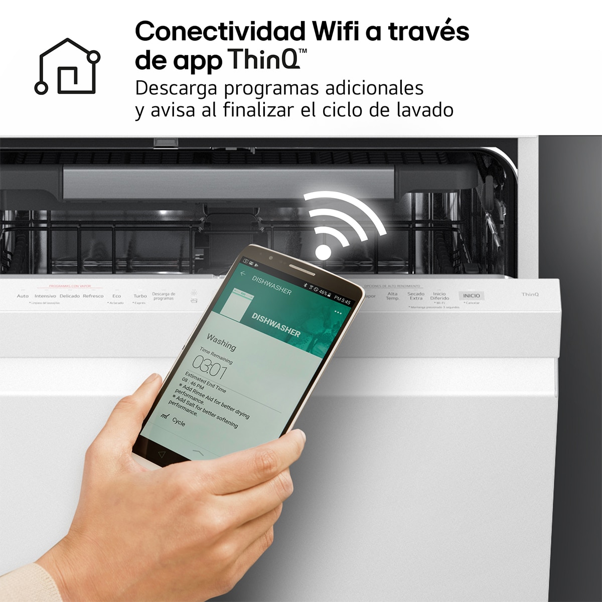 Lavavajillas LG 14 servicios QuadWashTM Steam con lavado a vapor y tercera bandeja - DF375HWS - Blanco marfil Blanco marfil-12