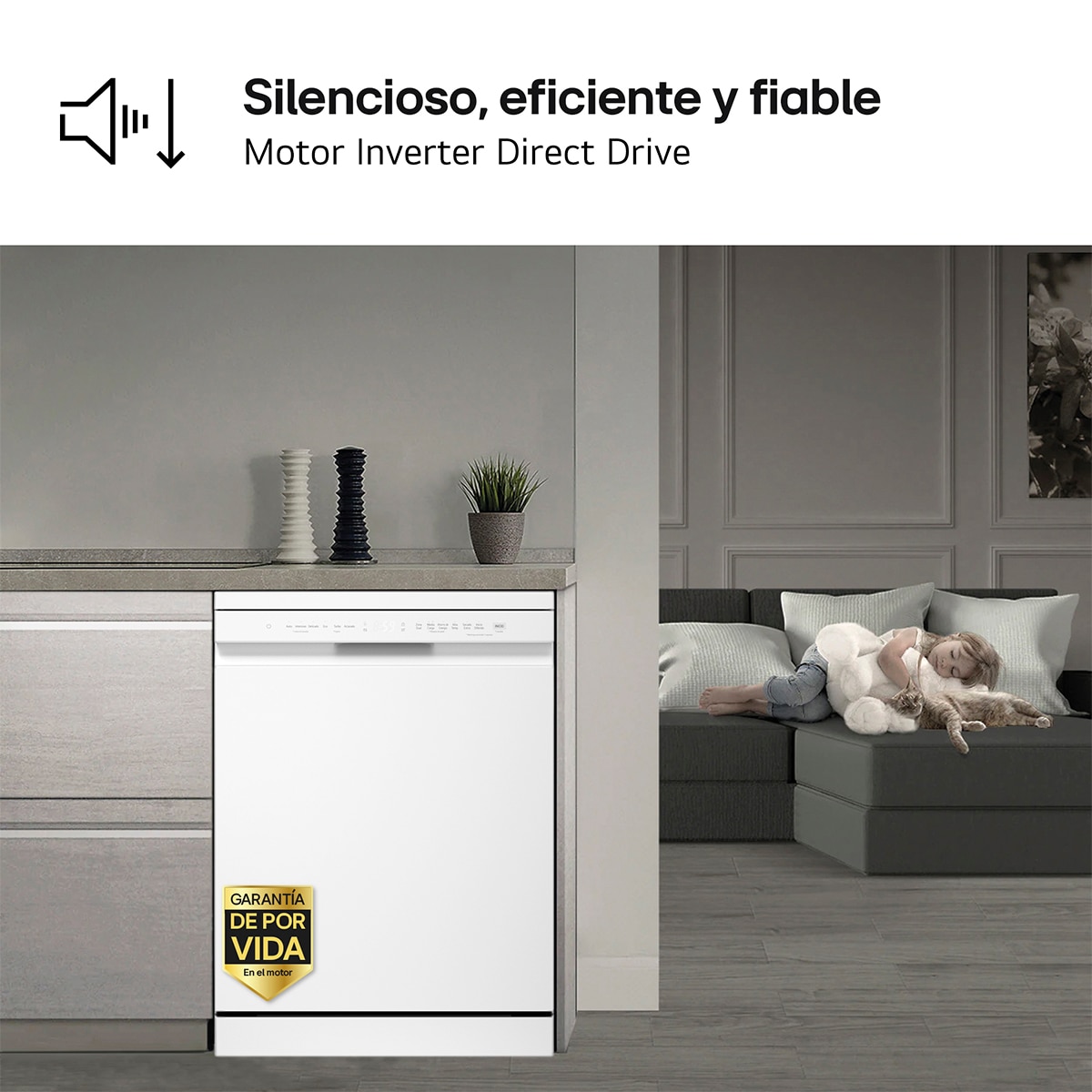 Lavavajillas LG 14 servicios QuadWashTM, con tercera bandeja - DF273FW Blanco-10