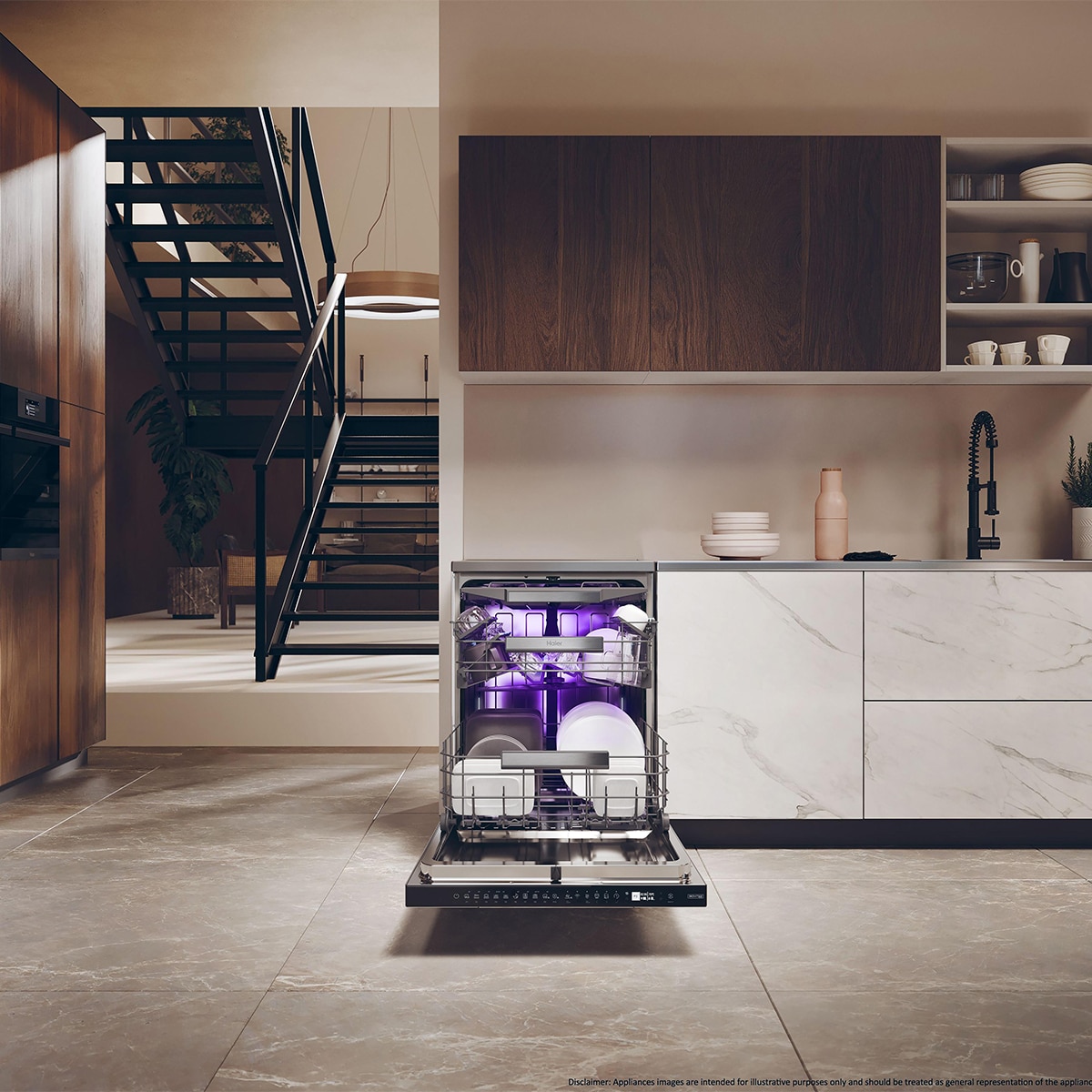 Lavavajillas Haier 16 Servicios, 3º bandeja, 60 cm, limpieza UV, I-Pro Shine Biovitae - XF 6B2M3BX - Inox Inox-15