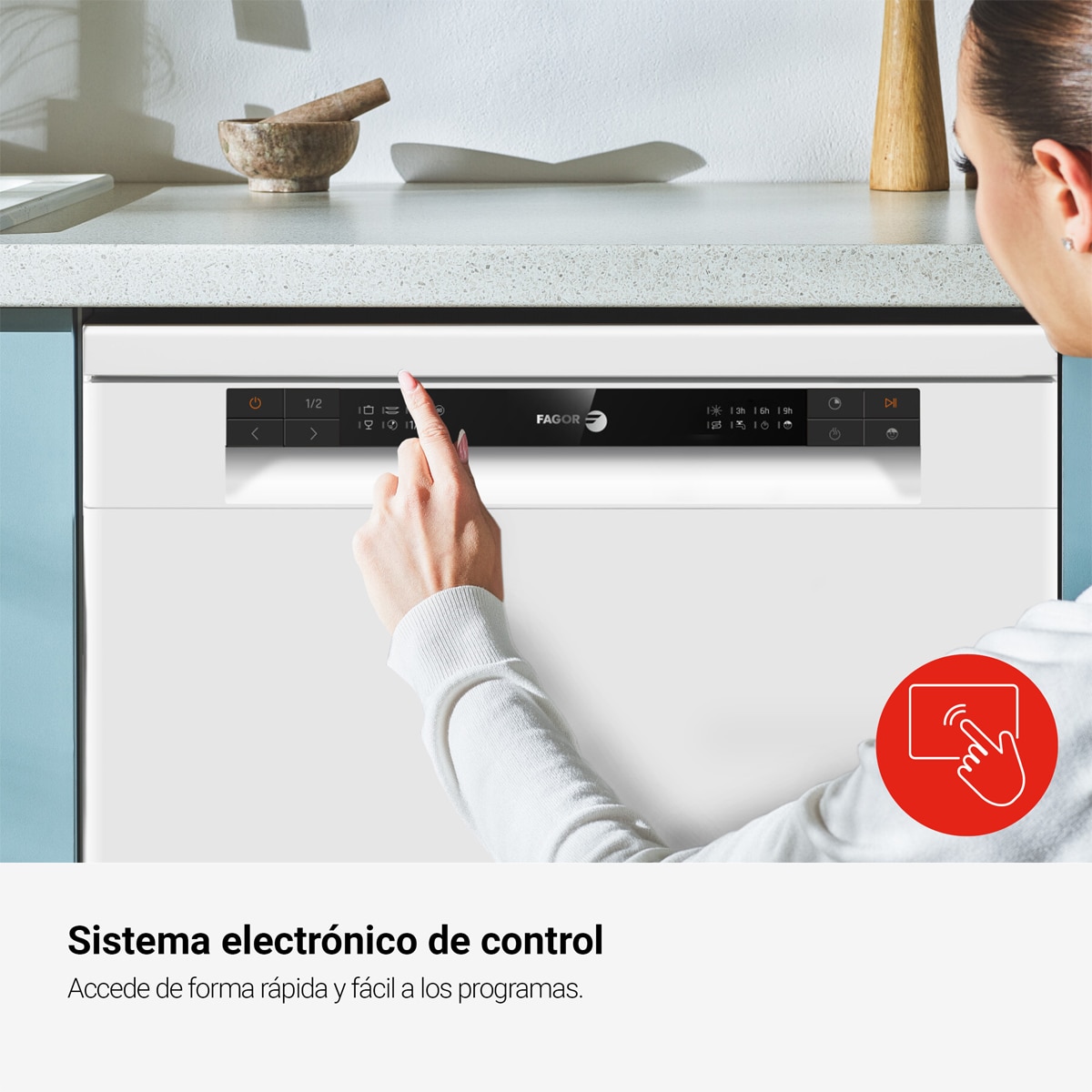 Lavavajillas Fagor Classic 12 servicios, Media carga - 3LVF-620M Blanco-7