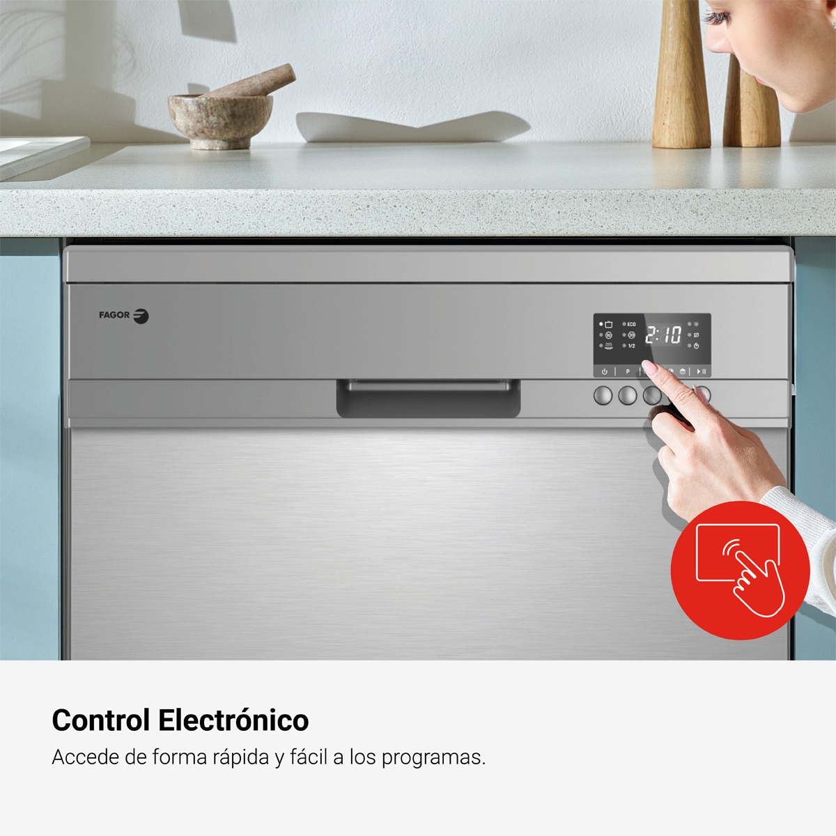 Lavavajillas Fagor  13 Servicios, 60 cm, 5 Programas - 3LVF-625X Inox-4