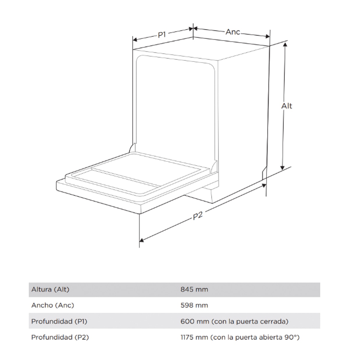 Lavavajillas Midea 14 servicios, 60 cm, 6+3 programas - MDWEF1433DSS-WA Inox-3