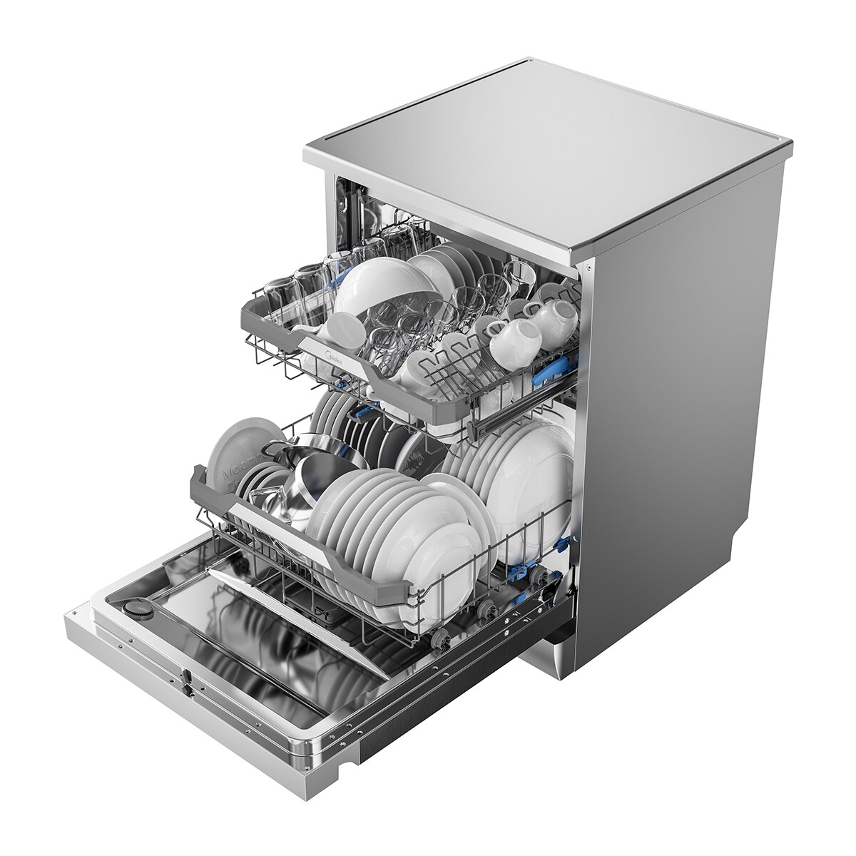 Máquina de Lavar Loiça Midea MDWEF1433DSS-WA de 14 Conjuntos e 60 cm, 6+3 Programas Inox-4