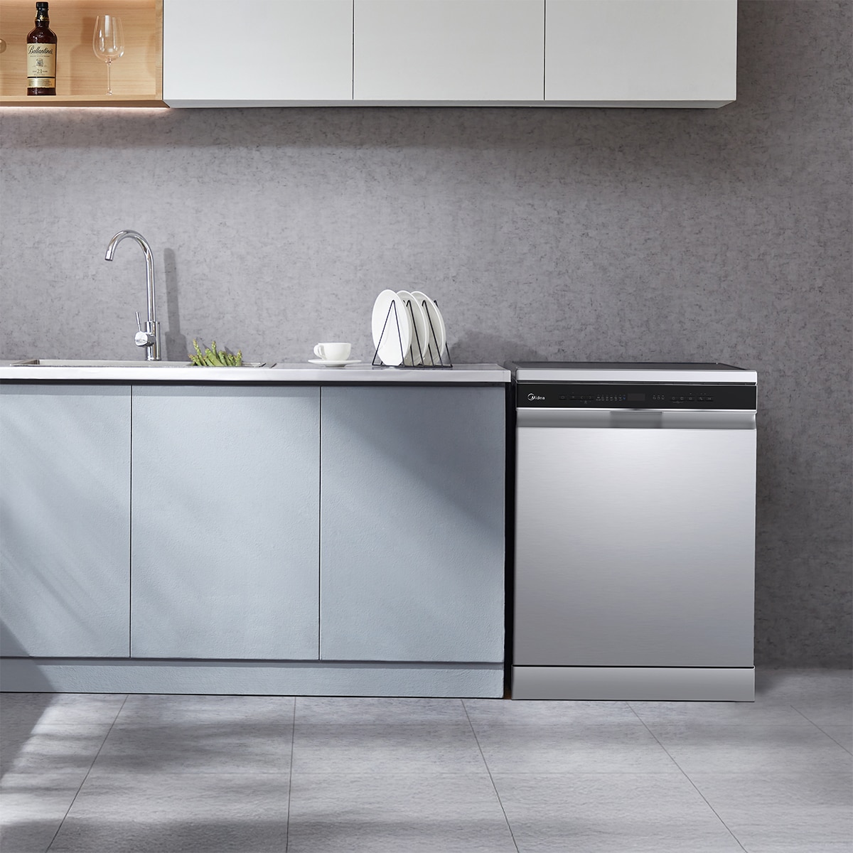 Máquina de Lavar Loiça Midea MDWEF1433DSS-WA de 14 Conjuntos e 60 cm, 6+3 Programas Inox-10