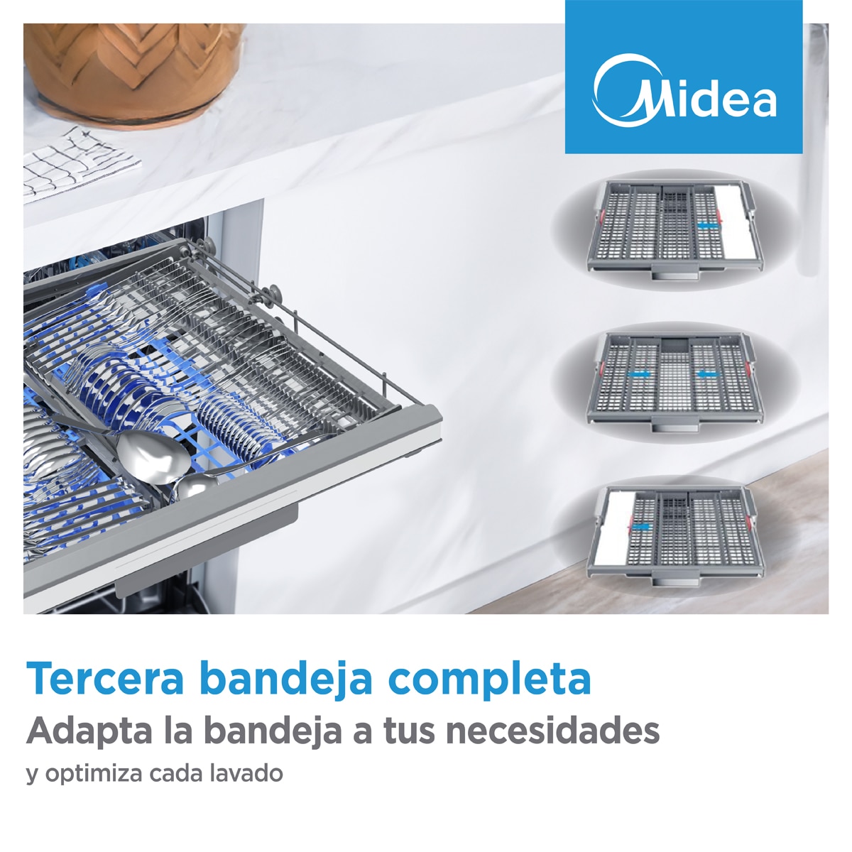 Lavavajillas Midea 14 servicios,60 cm,  6+3 programas - MDWEF1433DW-WA Blanco-12