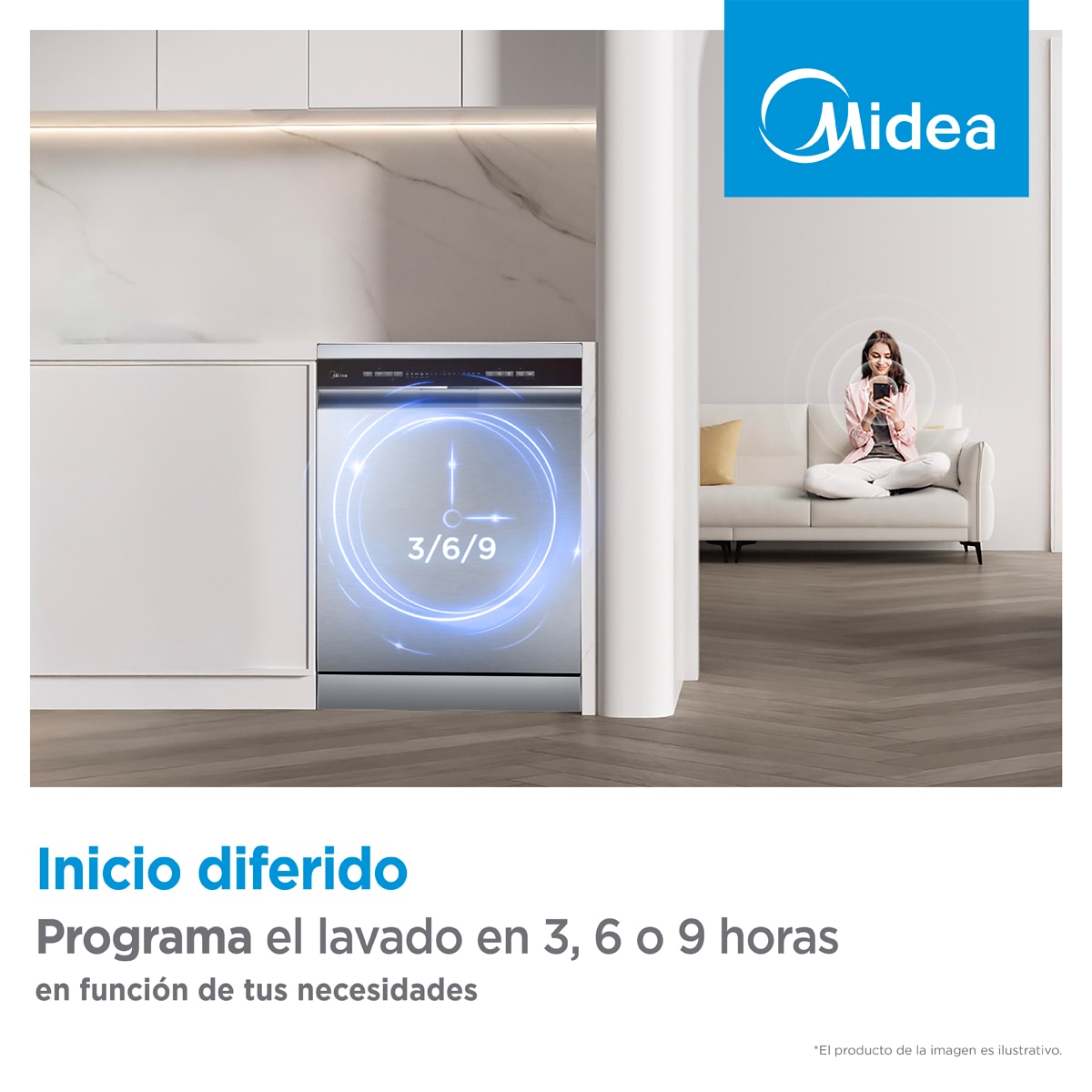 Lavavajillas Midea 13 servicios, 60 cm, 4+2 programas - MDWPF1333CW-WE Blanco-8