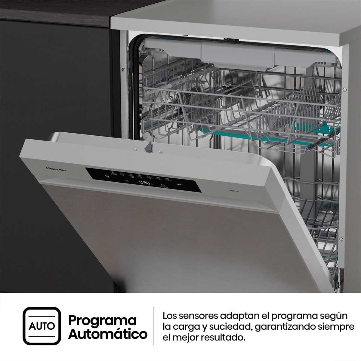 Lavavajillas Hisense 15 servicios, Tercera bandeja, 60 cm - HS643B90X Inox-8