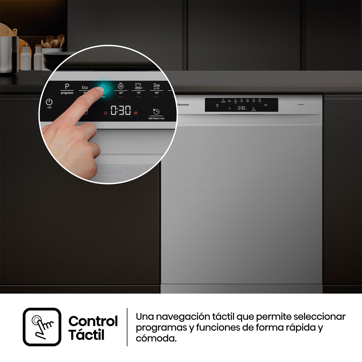 Lavavajillas Hisense 15 servicios, Tercera bandeja, 60 cm - HS643B90X Inox-13