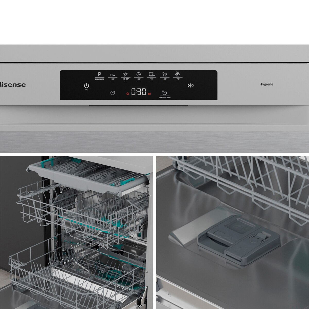 Lavavajillas Hisense 15 servicios, Tercera bandeja, 60 cm - HS643B90X Inox-15