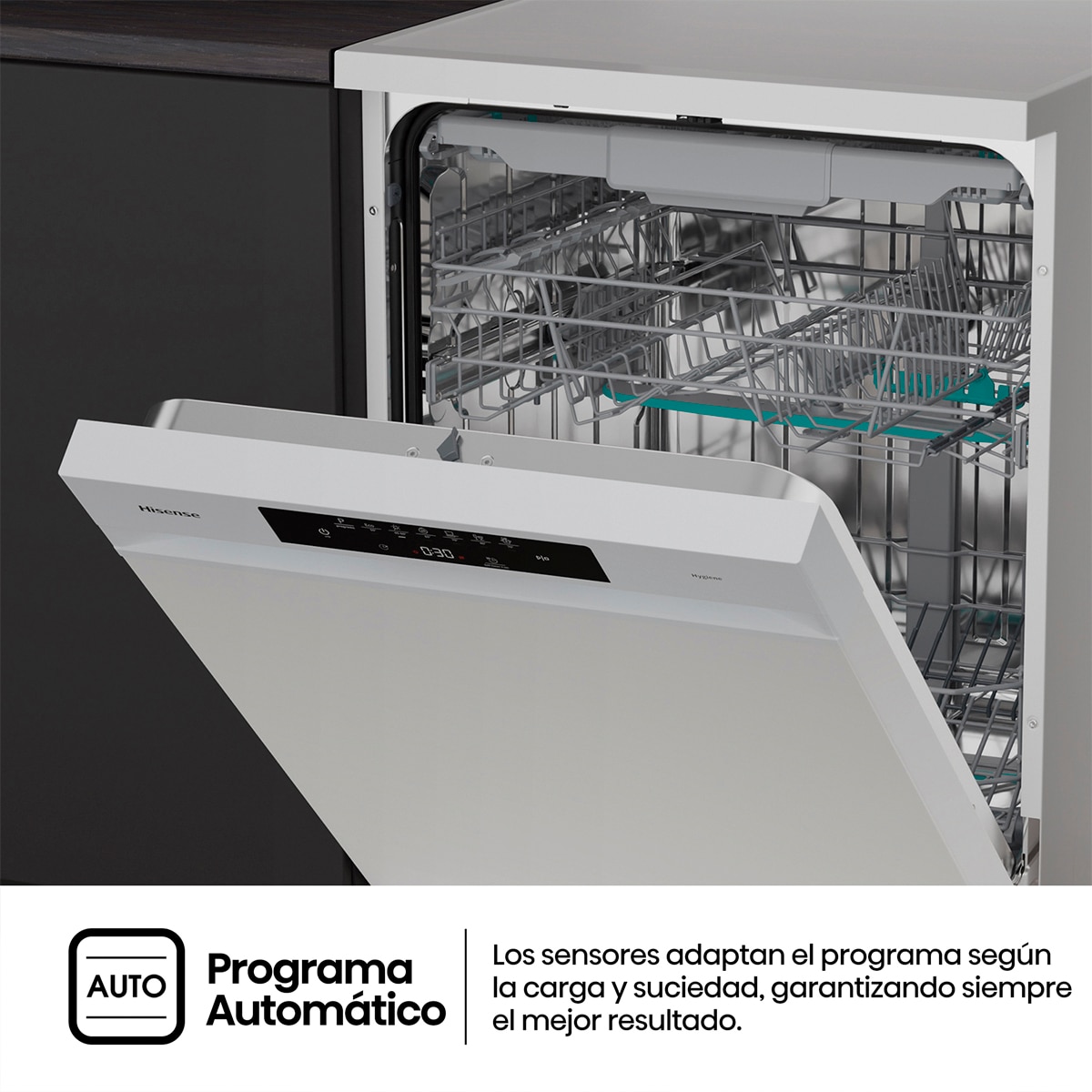 Lavavajillas Hisense 15 servicios, Tercera bandeja, 60Cm - HS643B90W Blanco-8