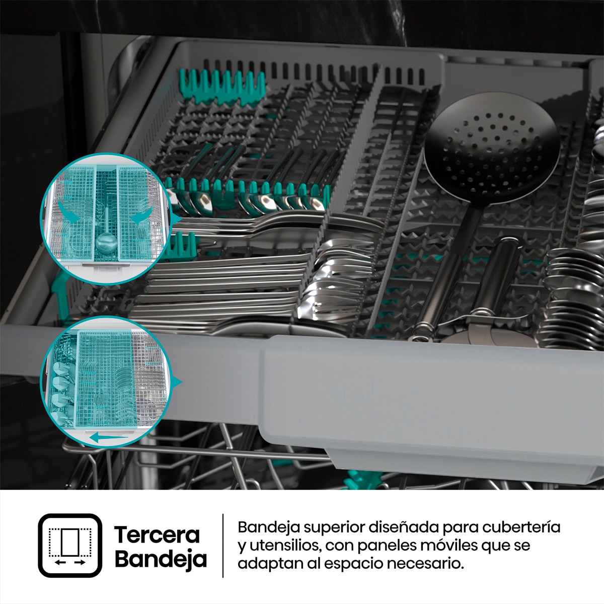 Lavavajillas Hisense 15 servicios, Tercera bandeja, 60Cm - HS643B90W Blanco-10