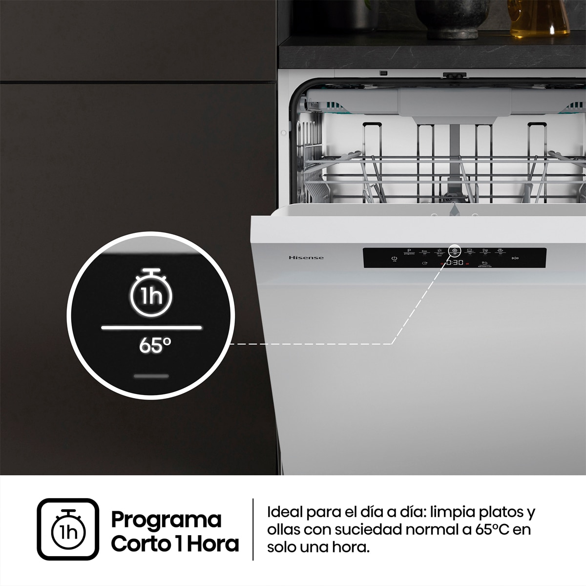 Lavavajillas Hisense 15 servicios, Tercera bandeja, 60Cm - HS643B90W Blanco-14
