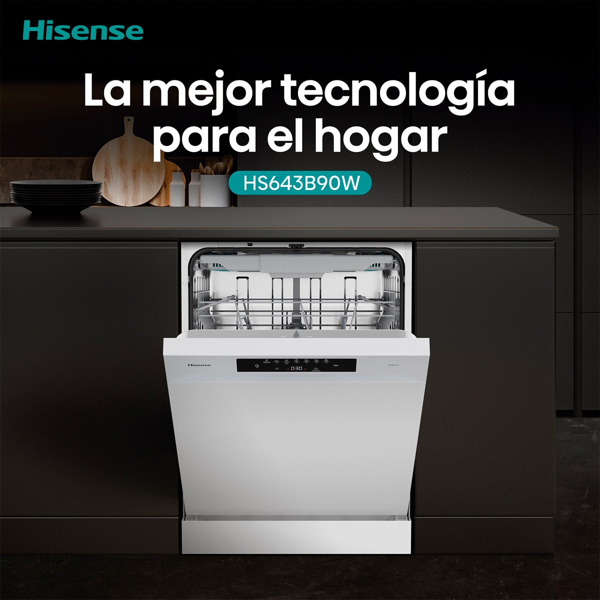 Lavavajillas Hisense 15 servicios, Tercera bandeja, 60Cm - HS643B90W Blanco-16