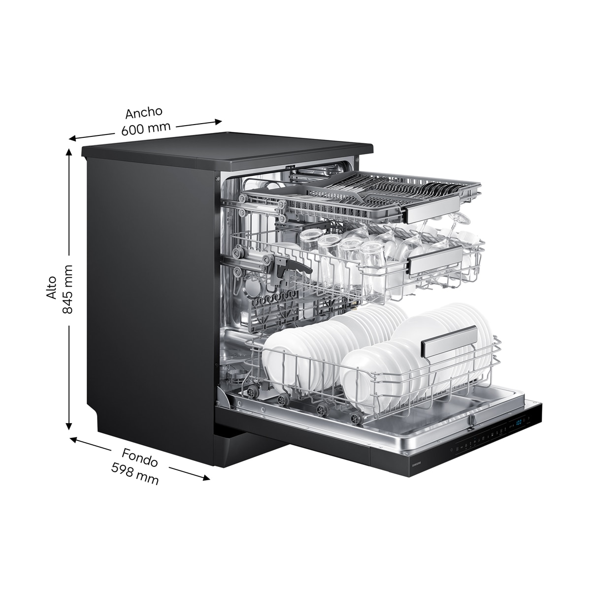 Lavavajillas Samsung 14 servicios, 60 cm Negro - DW70H73YCFEU1 Negro metalizado-2