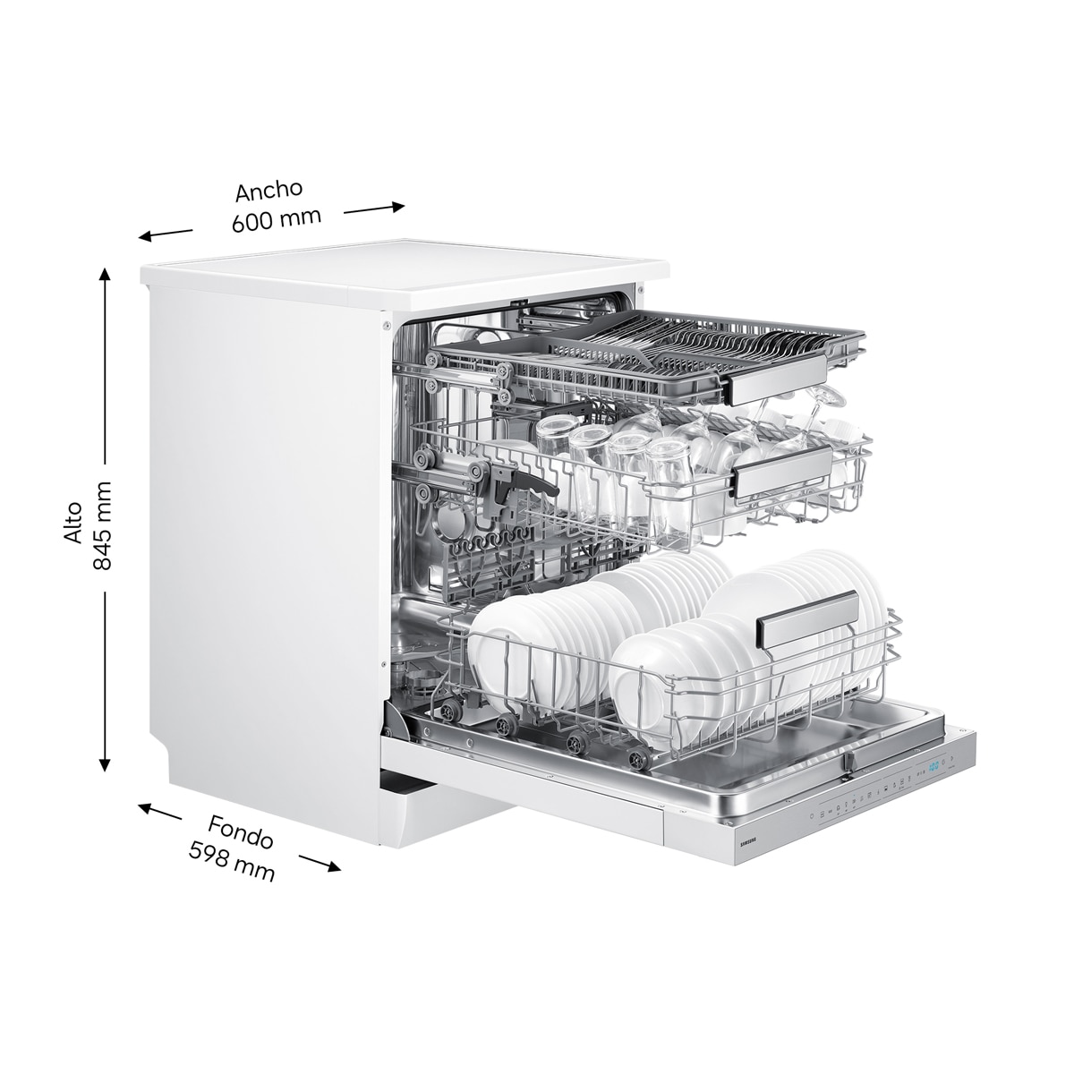 Lavavajillas Samsung 14 servicios, 60 cm Blanco - DW70H73YCFVU1 Blanco-2