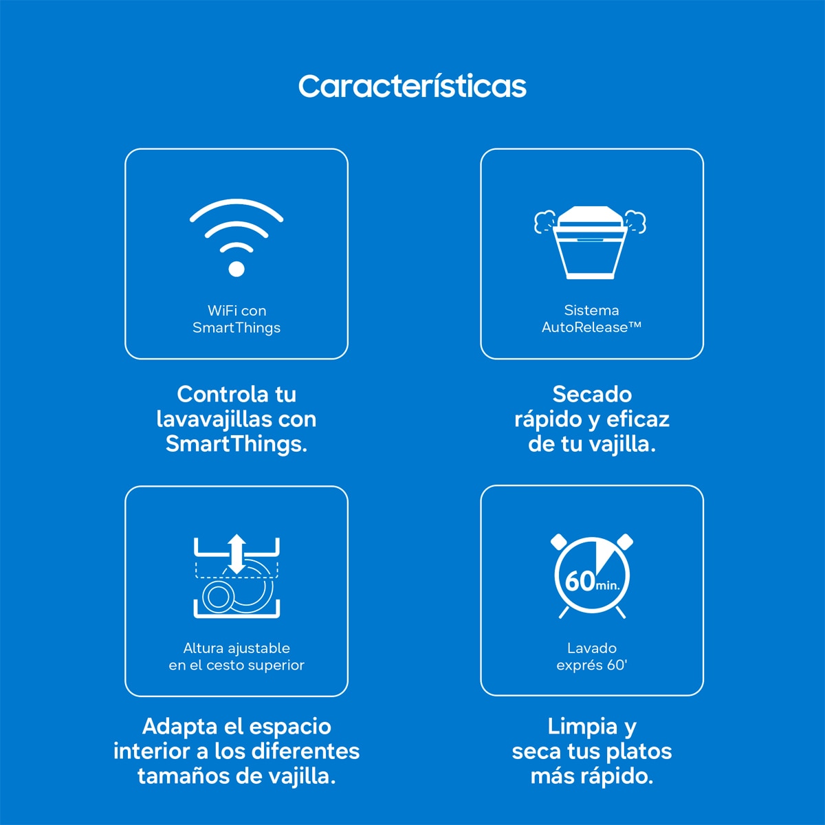Lavavajillas Samsung 14 servicios, 60 cm Blanco - DW70H73YCFVU1 Blanco-3