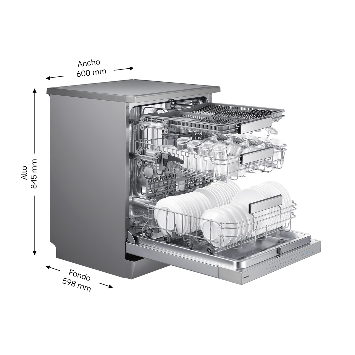 Lavavajillas Samsung 14 servicios, 60 cm Inox - DW70H73YCFRU1 Acero Inox-2
