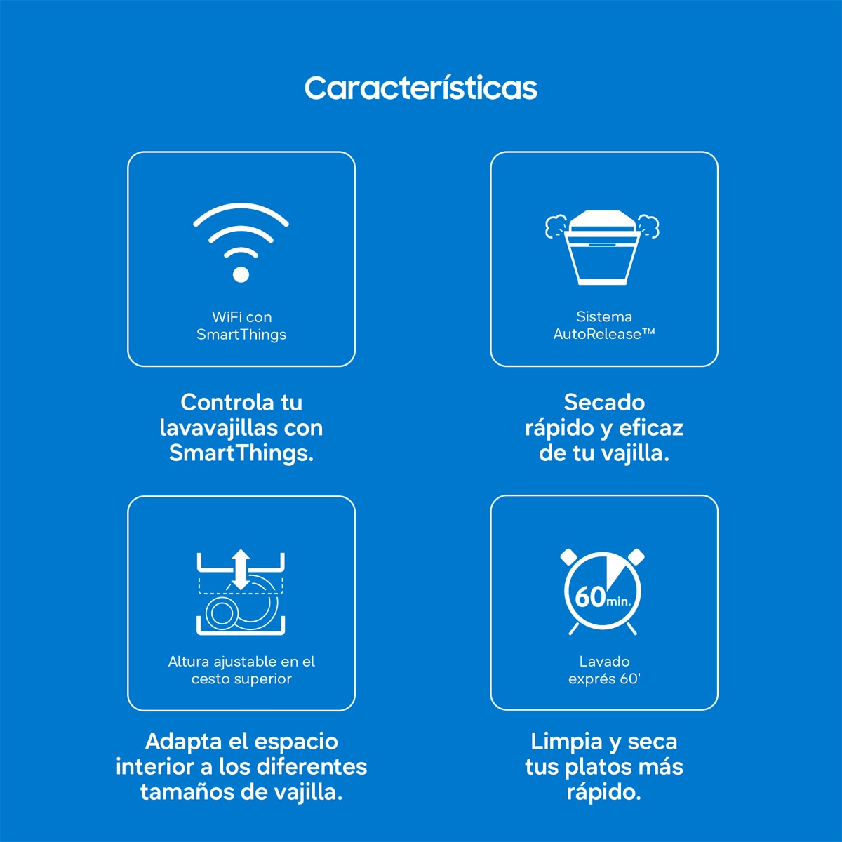 Lavavajillas Samsung 14 servicios, 60 cm Inox - DW70H73YCFRU1 Acero Inox-3