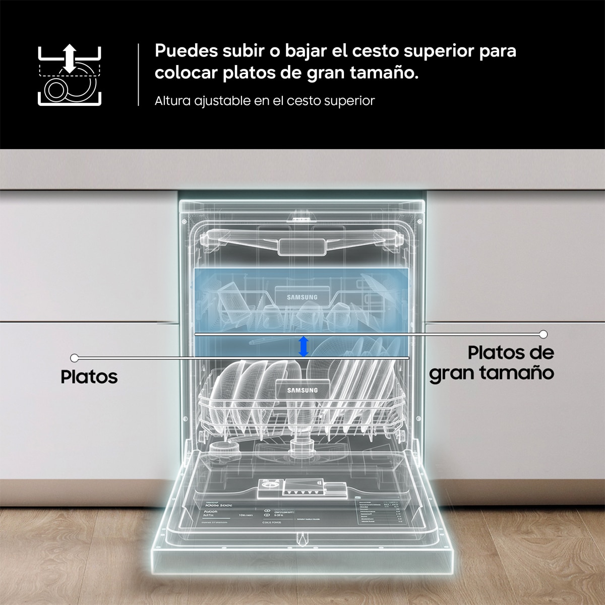 Lavavajillas Samsung 14 servicios, 60 cm Inox - DW70H73YCFRU1 Acero Inox-6