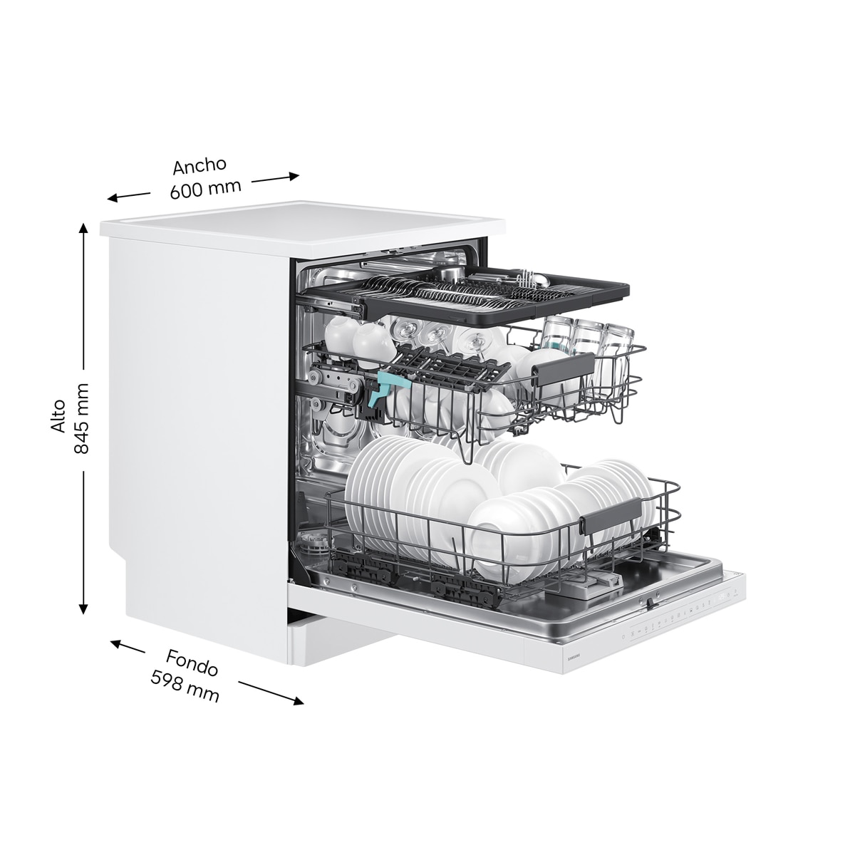 Lavavajillas Samsung Libre Instalación Bespoke AI 60 cm 14 cubiertos Clase B Blanco DW80H73YBFZU1 Blanco-2