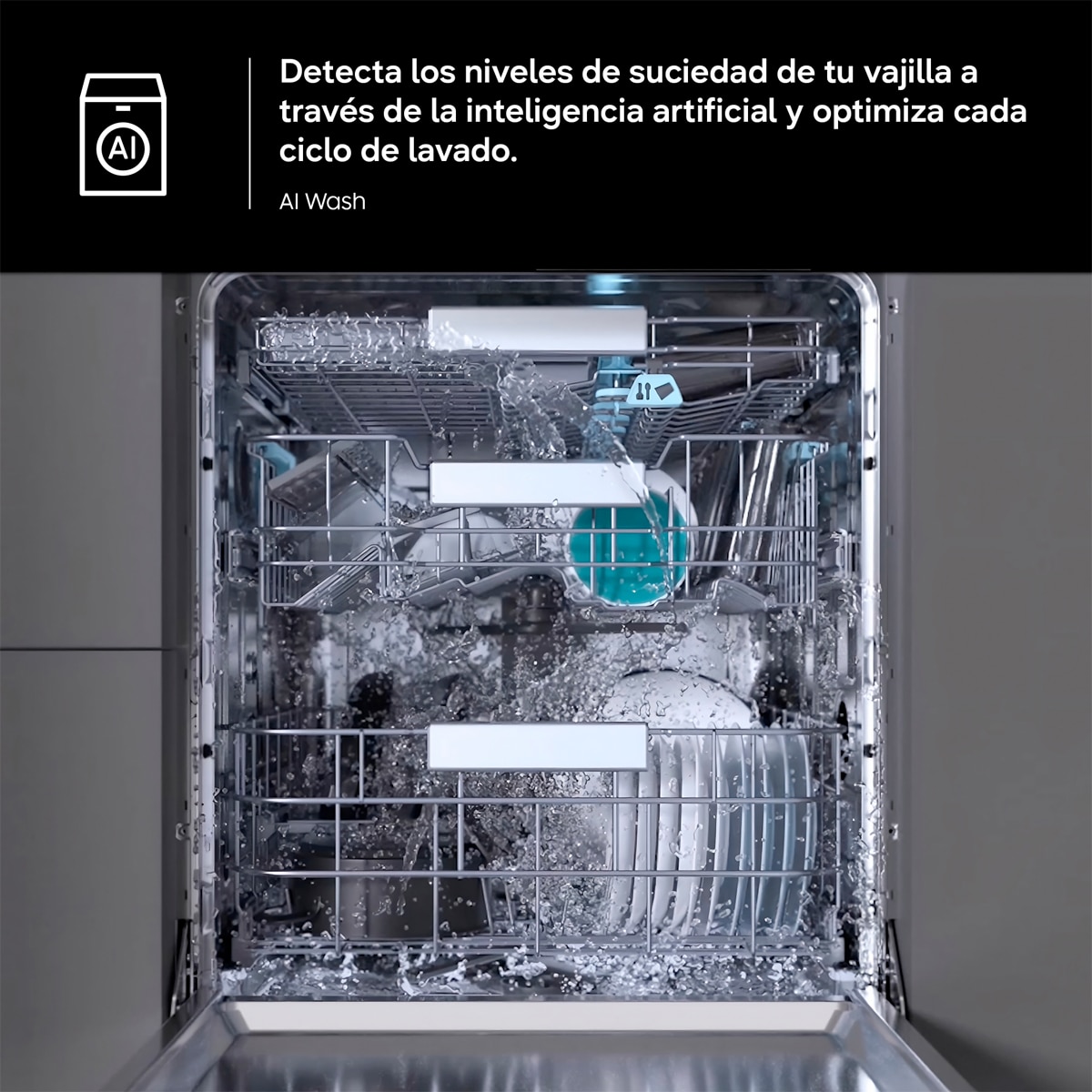 Lavavajillas Samsung Libre Instalación Bespoke AI 60 cm 14 cubiertos Clase B Negro DW80H73YBFFU1 Grafito-6