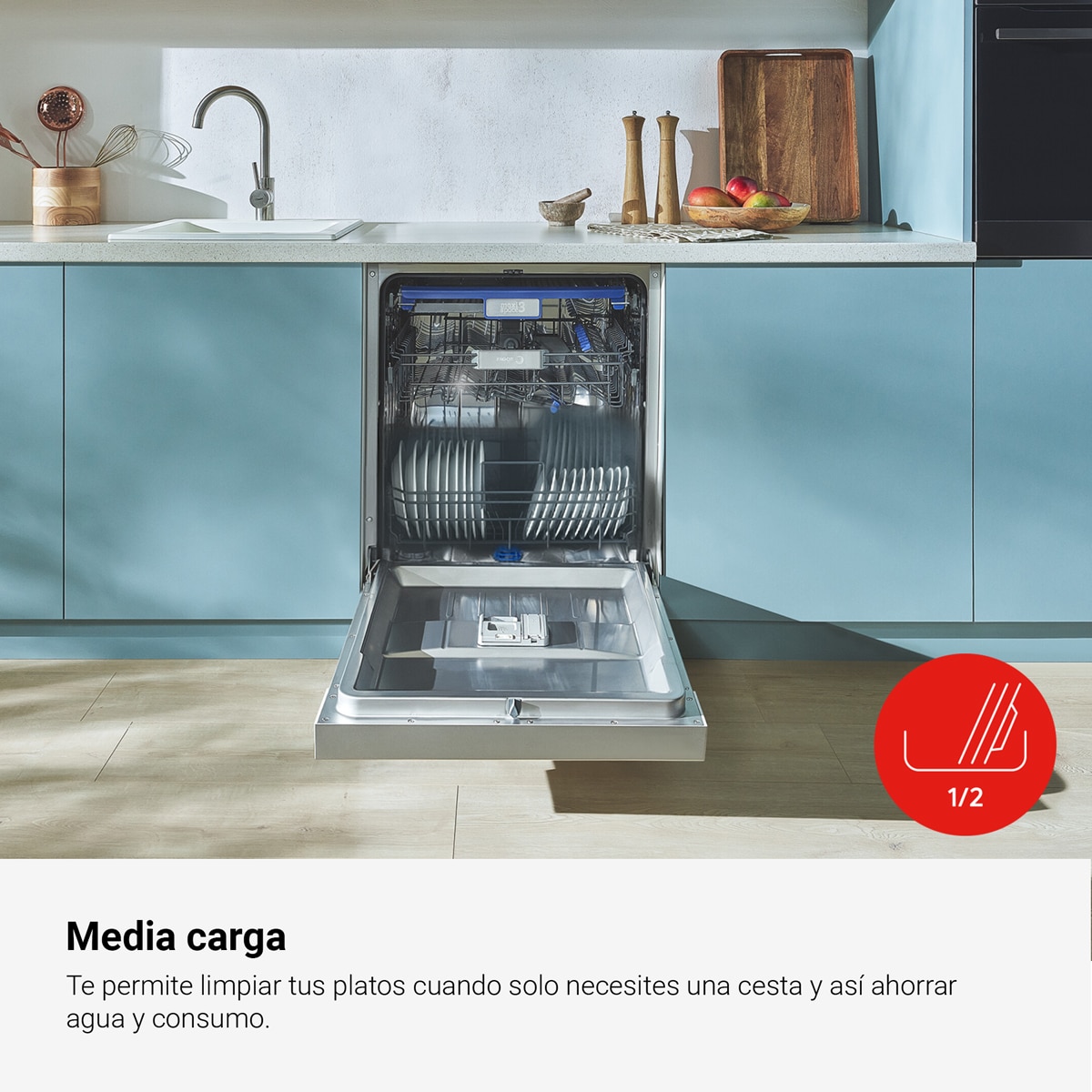 Lavavajillas Fagor Comfort 14 servicios, 60 cm, Bandeja para cubiertos - 4LVF-636ADX Inox-4