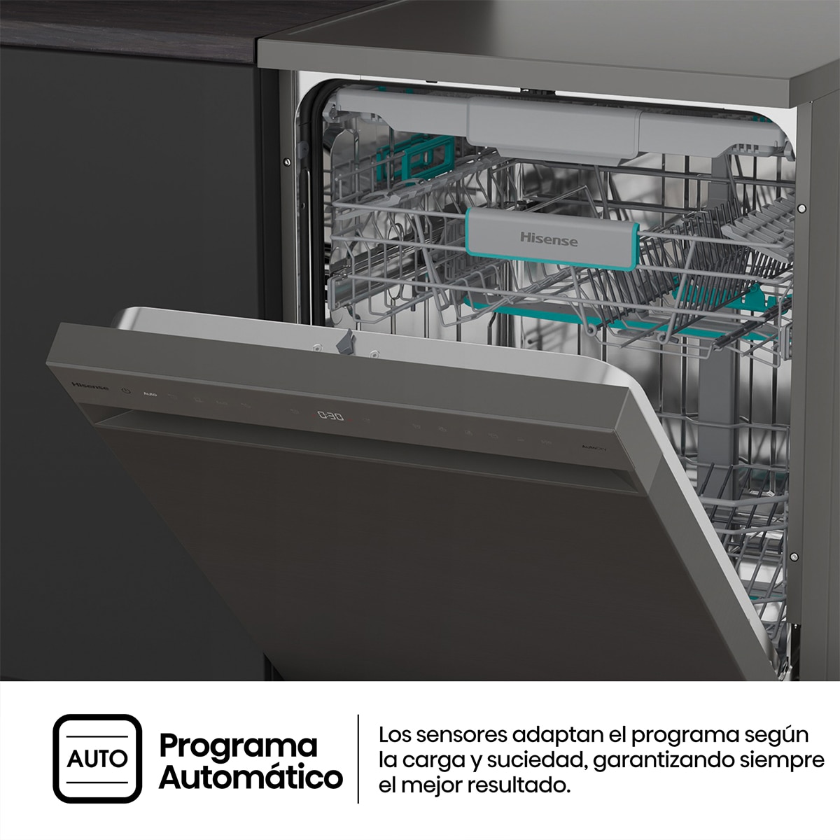 Lavavajillas Hisense 16 servicios, 8 programas, 60 cm- HS663A90XUK 8