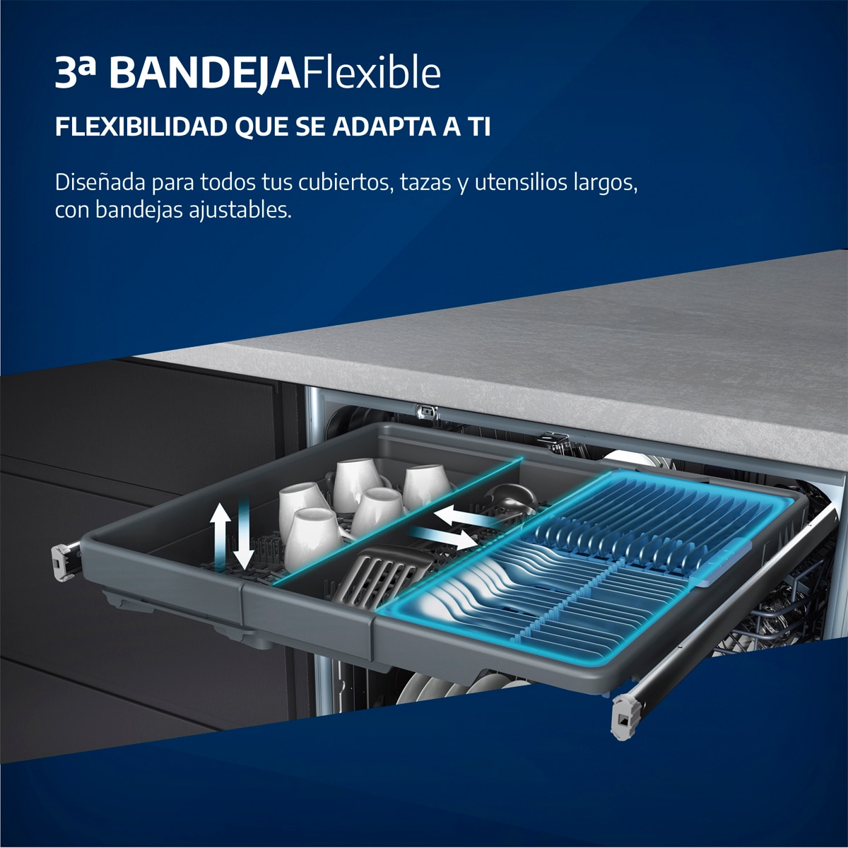 Lavavajillas Beko Power Intense, 15 servicios, 60 cm,  3ª Bandeja Flexi - BDFN26540XP Inox-3