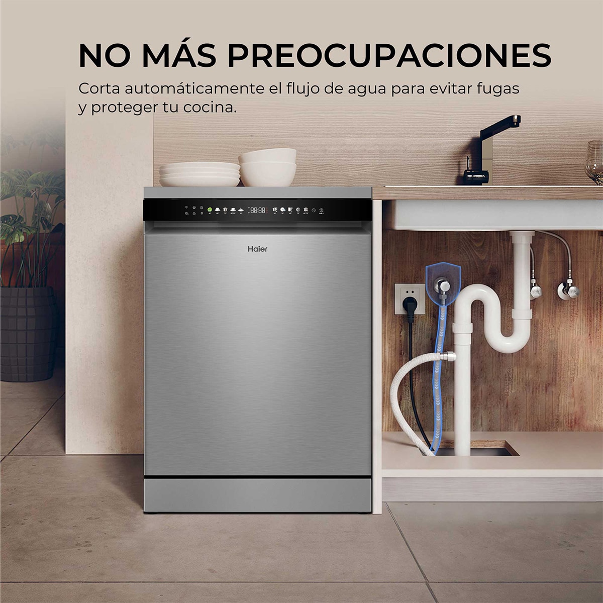 Imagen 8 de Lavavajillas Haier 16 servicios, 3ª bandeja, 60 cm - XF 6C4F1X - Inox Inox
