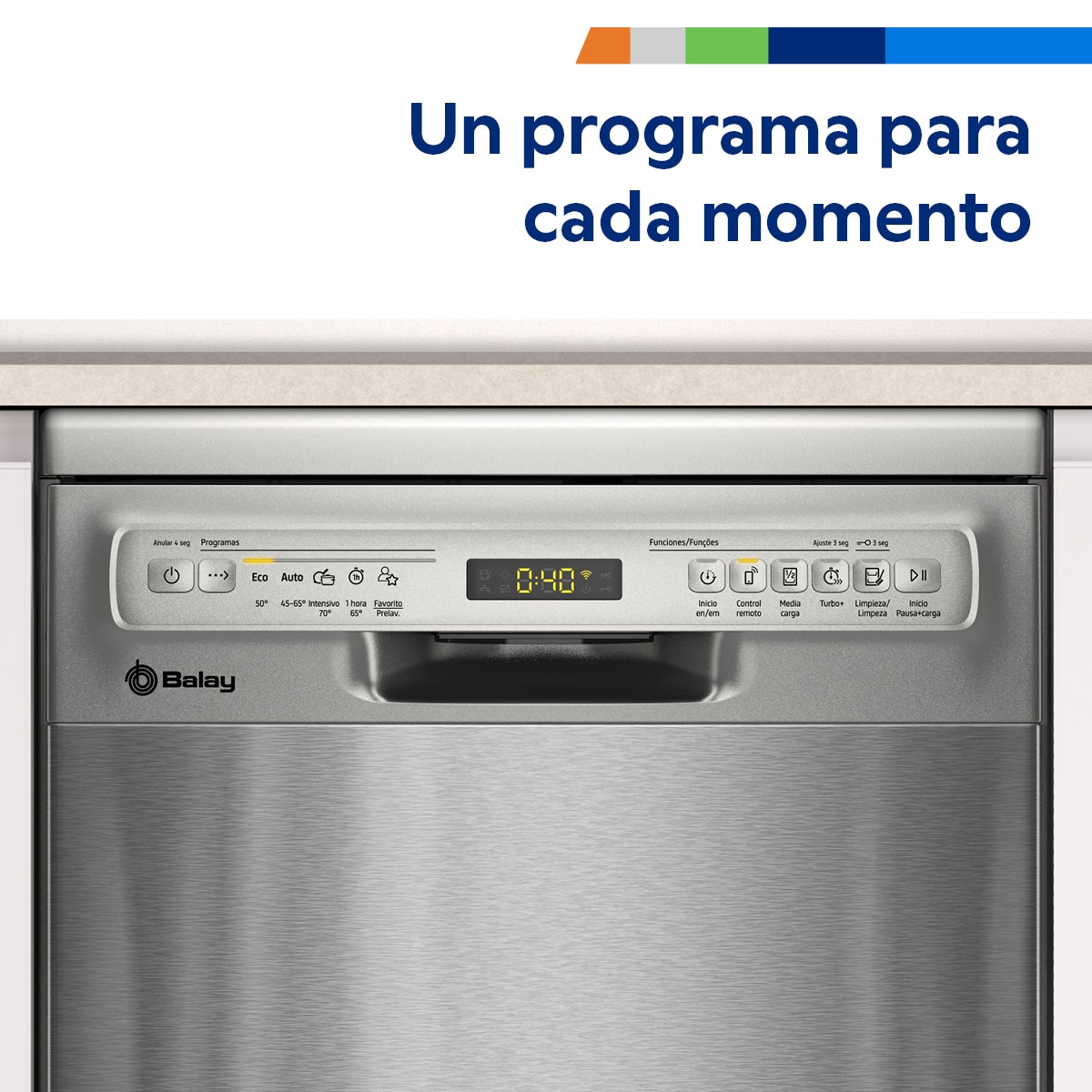 Lavavajillas Balay 10 servicios, Bandeja Cubiertos, 45 cm - 3VN5360IA Acero antihuellas-14