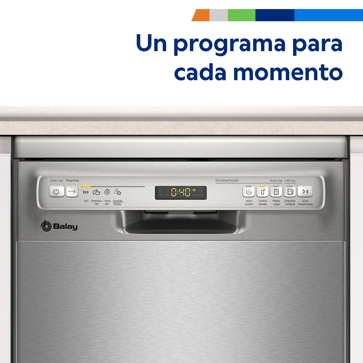 Lavavajillas Balay 10 servicios, Media carga, 45 cm - 3VN4030IA Acero Inox-11