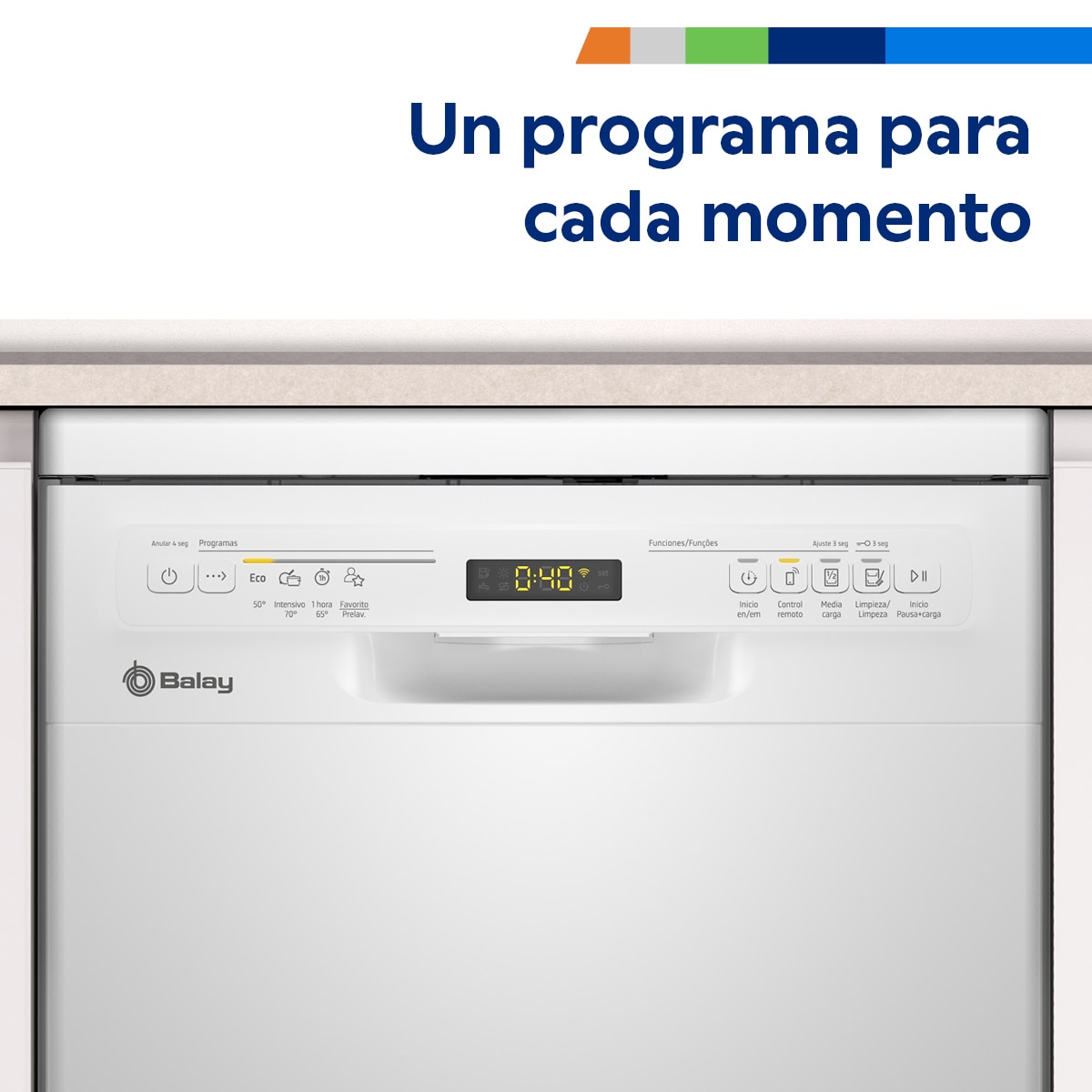 Lavavajillas Balay 10 servicios, Media carga, 45 cm - 3VN4030BA Blanco-11