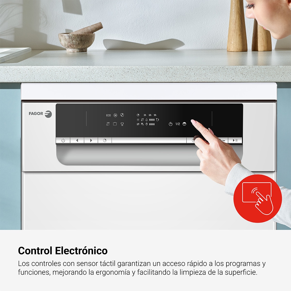 Lavavajillas Fagor 10 servicios, 45 cm, 6 programas- 4LVF-421 Blanco-4
